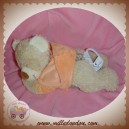 NICOTOY DOUDOU OURS BOUCLETTE BEIGE SWEAT ORANGE MUSICAL SOS