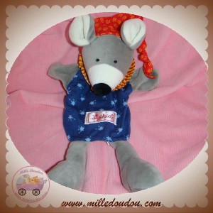 SIGIKID DOUDOU SOURIS GRIS PLAT MARIONNETTE BLEU SOS