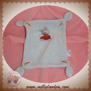 PARCE QUE QUELLE DOUDOU MOUCHOIR PLAT BLEU LAPIN CAROTTES SOS PARCE QUE QUELLE DOUDOU MOUCHOIR PLAT BLEU LAPIN CAROTTES SOS