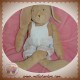 JACADI DOUDOU LAPIN BEIGE SALOPETTE BLANCHE SOS