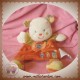 KIABI DOUDOU OURS BLANC HOCHET PLAT ORANGE TRAIN 2 SOS