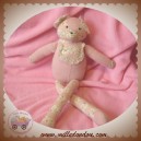 PETIT BATEAU SOS DOUDOU OURS CHAT TISSU ROSE FLEUR BRODERIE VIOLETTE JANVIER