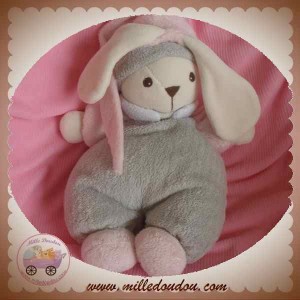 NOUNOURS DOUDOU LAPIN MEUNIER GRIS ROSE SOS