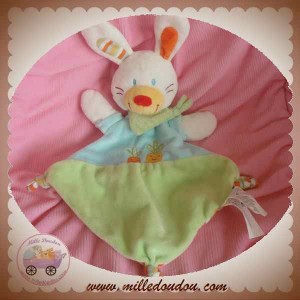 NICOTOY DOUDOU LAPIN BLANC PLAT BLEU VERT CAROTTE KIABI SOS