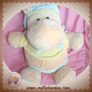 BABYNAT BABY NAT DOUDOU HIPPOPOTAME HABIT JAUNE 37 cm SOS