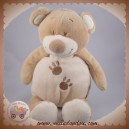 DOU KIDOU SOS DOUDOU OURS BEIGE ET MARRON EMPREINTE 27 cm