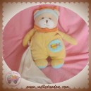 BABYNAT DOUDOU OURS JAUNE ORANGE MOUCHOIR SOS