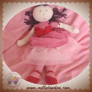 JACADI DOUDOU POUPEE BERTILLE ROBE ROSE SOS