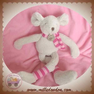 BABYNAT BABY NAT DOUDOU SOURIS GRISE JAMBIERES RAYE ROSE SOS