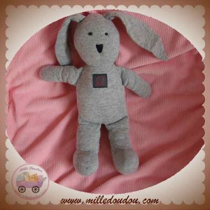 PETIT BATEAU DOUDOU LAPIN TISSU GRIS EN ROND SOS