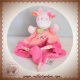 MOTS D'ENFANTS DOUDOU VACHE GIRAFE PLATE MOUCHOIR ROSE SOS
