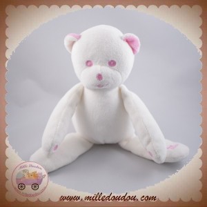 MUSTI MUSTELA DOUDOU OURS BLANC ROSE