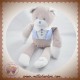 MUSTI MUSTELA DOUDOU OURS GRIS BLANC VESTE RAYE BLEU SOS