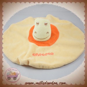 KING BEAR DOUDOU CROCODILE PLAT OVAL ECRU ORANGE CROCOCO SOS