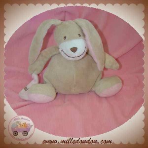 Doudou plat velours lapin rose naissance Okaïdi & Obaïbi