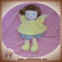 NOUNOURS DOUDOU POUPEE BRUNE ROBE JAUNE SOS