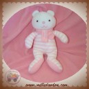 LUMINOU DOUDOU SOS OURS BLANC RAYE ROSE JEMINI