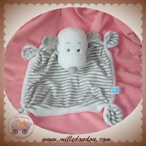 JEMINI PEANUTS DOUDOU CHIEN SNOOPY PLAT BLANC RAYE GRIS SOS