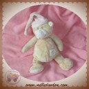 DOU KIDOU DOUDOU OURS BEIGE BONNET ROSE 18 cm SOS DOUKIDOU