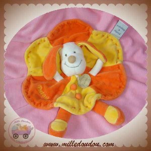 DOUDOU ET COMPAGNIE SOS CHIEN PATOU PLAT ROND ORANGE ET JAUNE