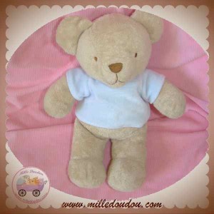 TEX SOS DOUDOU OURS BEIGE HAUT BLEU 26 CM