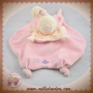 AJENA DOUDOU POUPEE FILLE CACHE CACHE ROSE ECRU FLEUR SOS