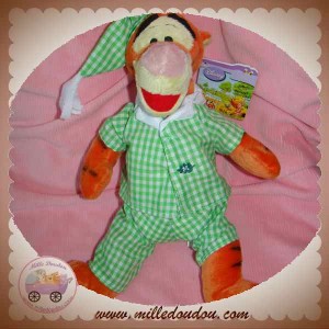 DISNEY NICOTOY DOUDOU TIGROU ORANGE PYJAMA VERT SOS