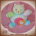 KALOO DOUDOU CHAT BOULE PLUME BLANC ROND ROSE MOUSTACHE FIL SOS