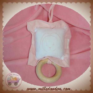 KALOO DOUDOU OREILLER BLANC ROSE LAPIN MUSICAL SOS