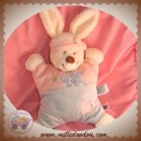 TEX DOUDOU LAPIN BLANC QUASI PLAT BLEU ROSE FLEURS SOS