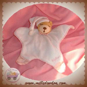 KALOO SOS DOUDOU OURS PLAT ETOILE BLANC ROSE