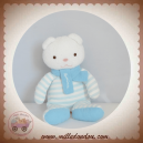 LUMINOU DOUDOU SOS OURS BLANC RAYE BLEU JEMINI