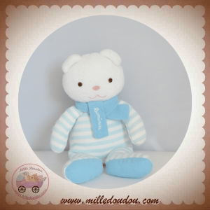 LUMINOU DOUDOU SOS OURS BLANC RAYE BLEU JEMINI