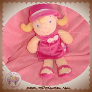 BEBEREVE DOUDOU POUPEE BLONDE ROBE ROSE SOS