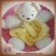 KALOO SOS DOUDOU OURS BLANC PLUME JAUNE CITRON 30 CM