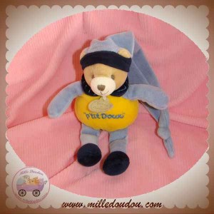 DOUDOU ET COMPAGNIE SOS OURS PETIT DOUX JAUNE BLEU