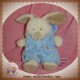 ORCHESTRA SOS DOUDOU LAPIN ECRU DEGUISE OURS BLEU