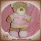 POMMETTE DOUDOU OURS BEIGE ROBE ROSE OISEAU SOS