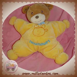 NOUNOURS SOS DOUDOU OURS QUASI PLAT JAUNE ENFANT