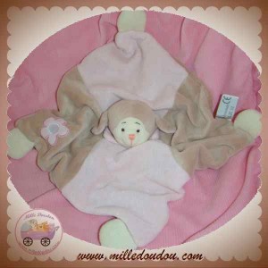 SOFT FRIENDS DOUDOU MOUTON PLAT BEIGE ROSE FLEUR LGRI SOS