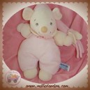 NOUNOURS DOUDOU SOURIS ECRU HABIT ROSE FLEUR SOS