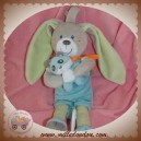 TEX SOS DOUDOU LAPIN GRIS SALOPETTE BLEU MUSICAL BEBE