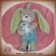 TEX SOS DOUDOU LAPIN GRIS SALOPETTE BLEU MUSICAL BEBE