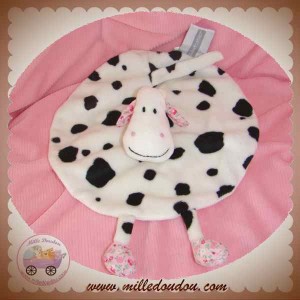 AUBERT SOS DOUDOU VACHE PLAT BLANCHE NOIR FLEUR TISSU