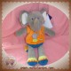 NICOTOY SOS DOUDOU ELEPHANT GRIS BLEU ORANGE KIABI