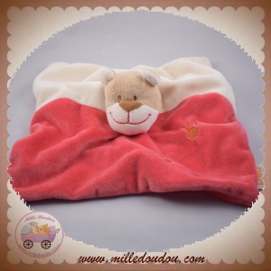 DOU KIDOU DOUDOU OURS BEIGE PLAT ECRU ROUGE EMPREINTES