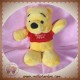 DISNEY DOUDOU OURS WINNIE L'OURSON PELUCHE JAUNE PULL ROUGE TISSU SOS