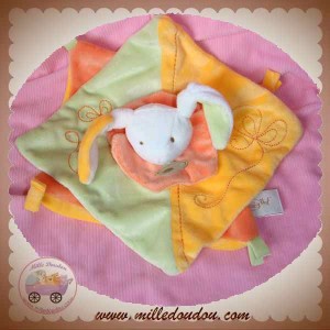 BABYNAT BABY NAT SOS DOUDOU LAPIN BLANC PLAT JAUNE ORANGE VERT