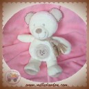 POMMETTE SOS DOUDOU OURS BLANC ECRU COEUR TAUPE