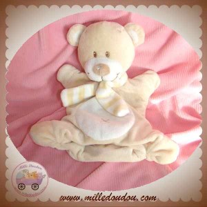 POMMETTE DOUDOU OURS MARIONNETTE ECRU BLANC ECHARPE SOS